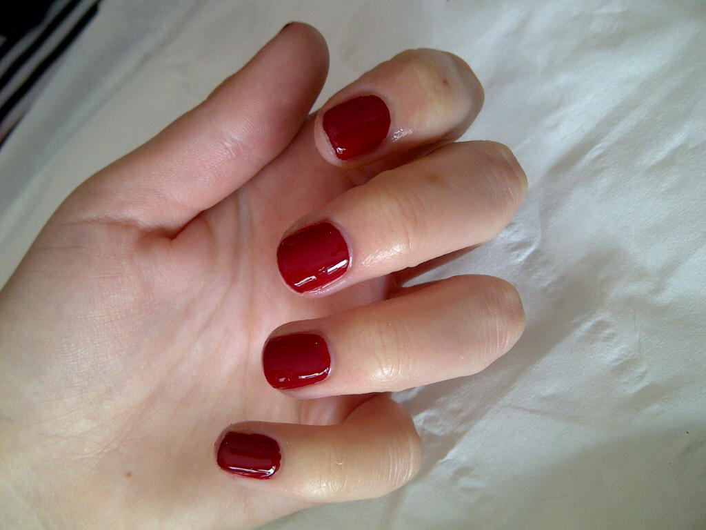 check out the Gelac polish brand in fire engine red(day three of wear ...